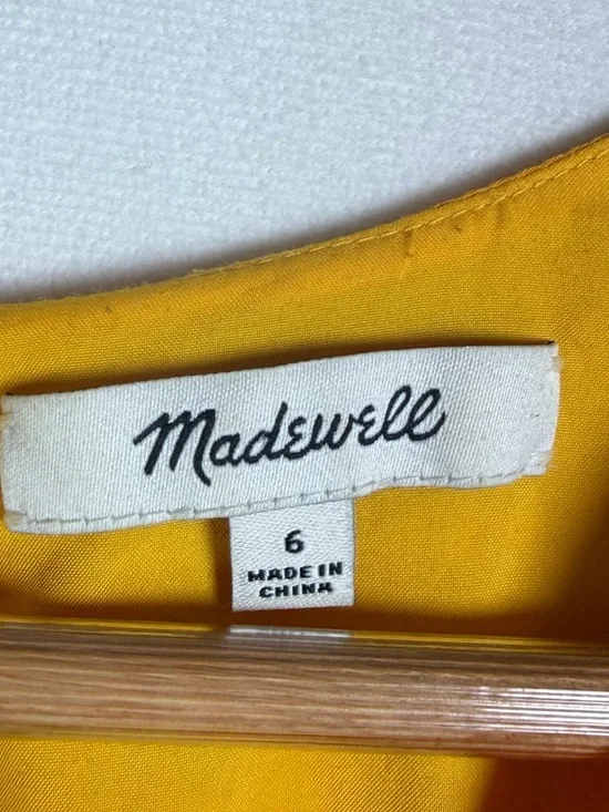 Madewell Silk Belladonna Dress Womens Sz 6 Yellow Floral Mini Cottage Boho Lux - Picture 8 of 11